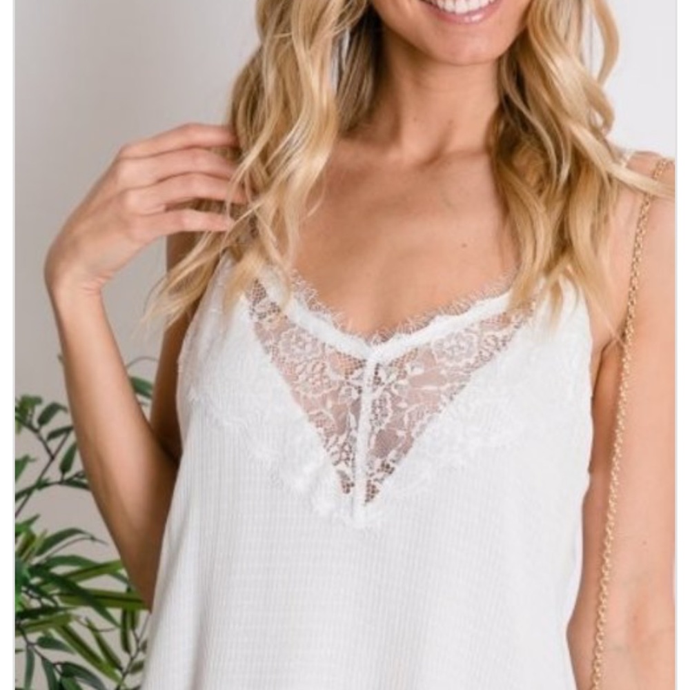 BOHO WHITE LACE CAMI - top